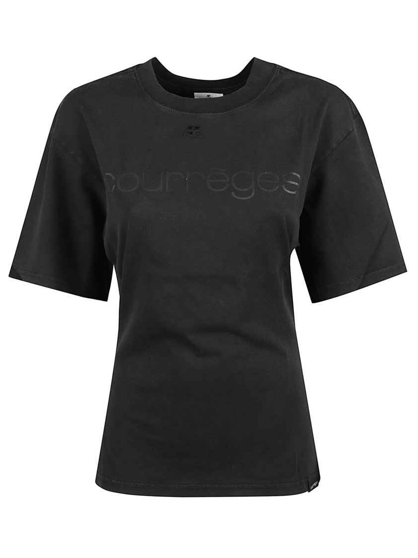Courrèges Logo Print Cotton T-Shirt