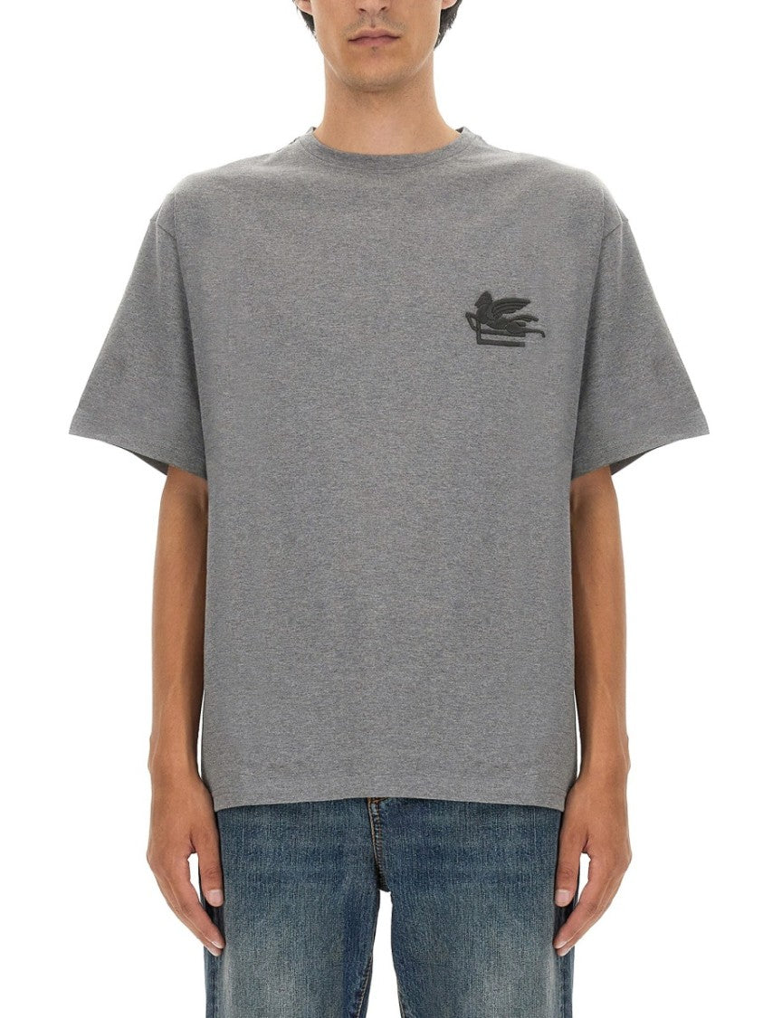 Etro Pegasus Embroidered Grey T-Shirt