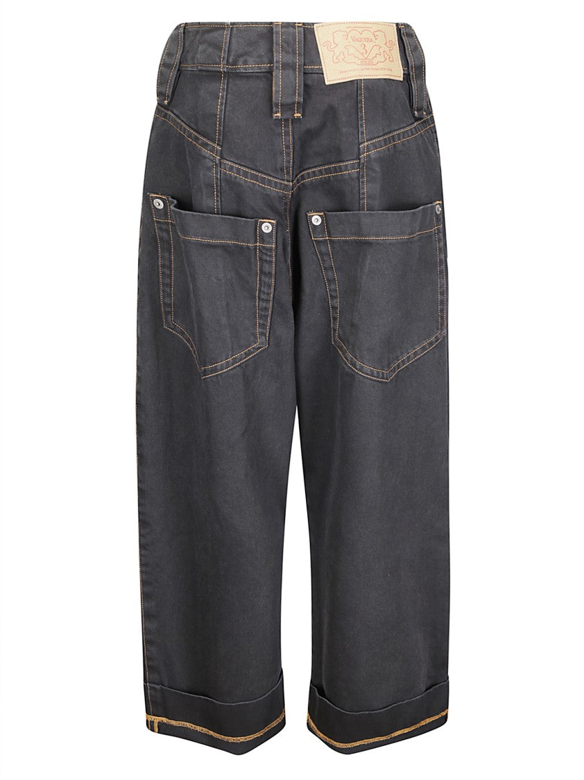 Vaquera High-Waist Black Denim Wide-Leg Baby Jeans