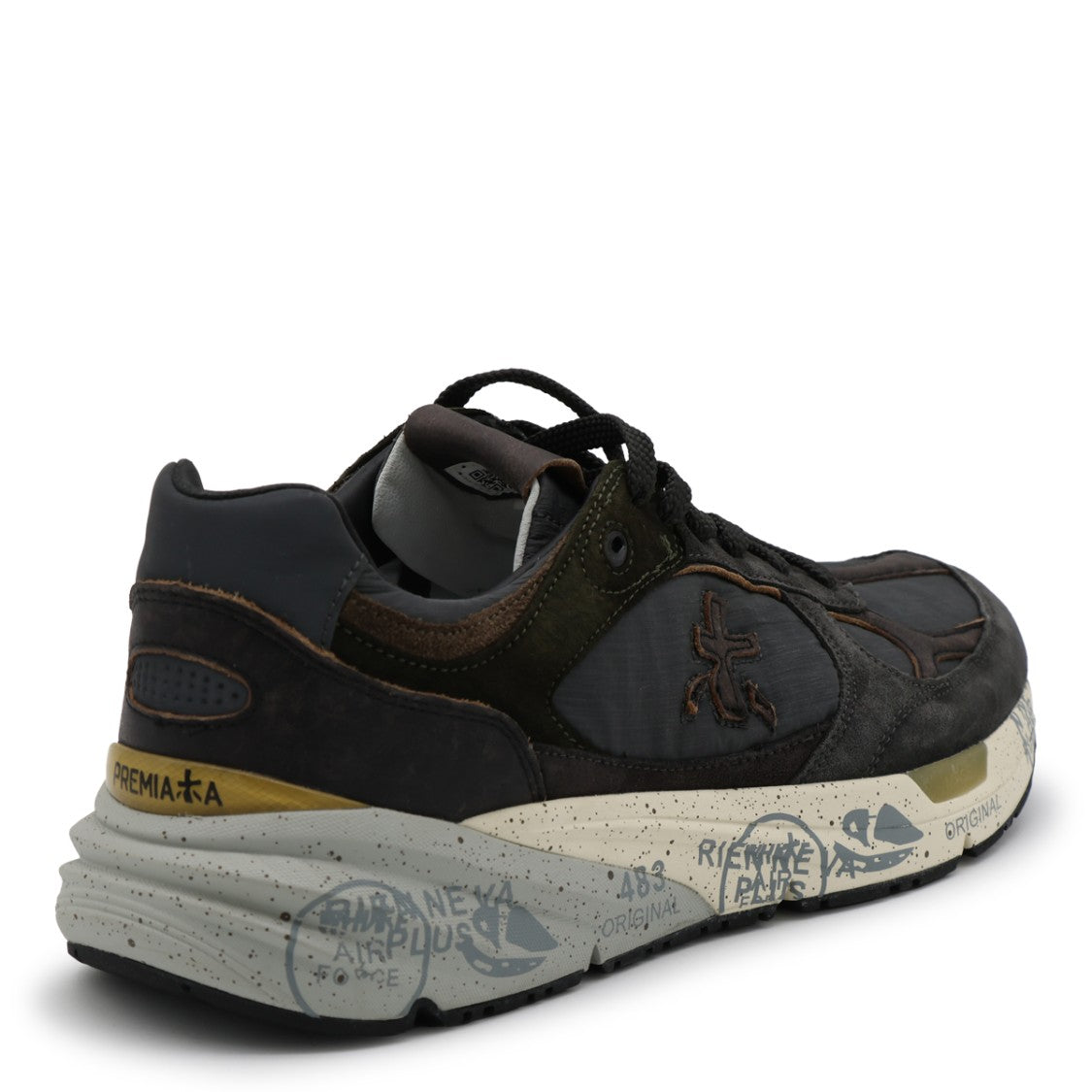 Premiata Artistic Graphic Suede Fabric Panel Sneakers