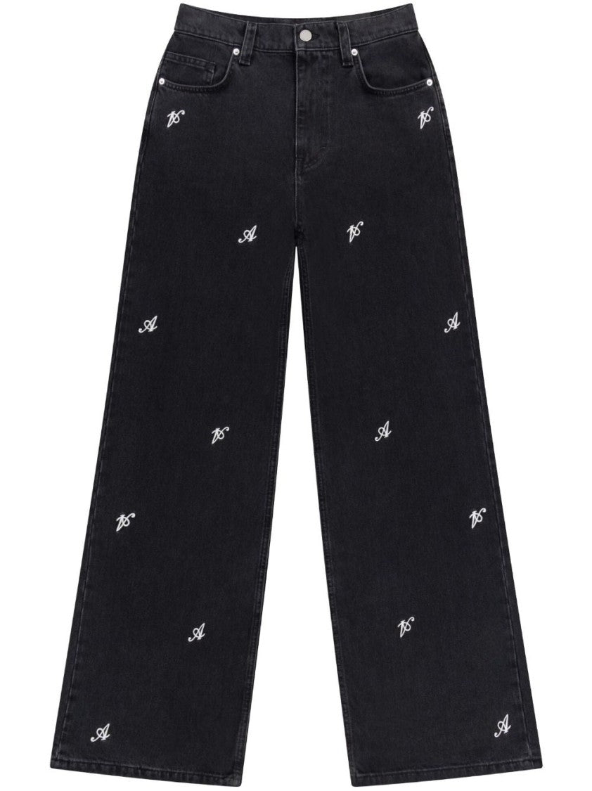 Axel Arigato Black Clara High-Waisted Wide-Leg Cotton Jeans