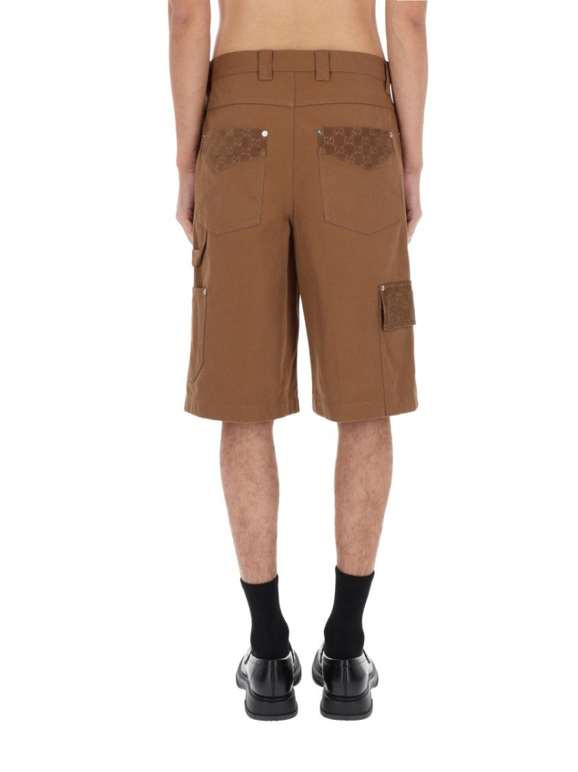 Gucci Gg Monogram Mid-Length Cotton Cargo Shorts