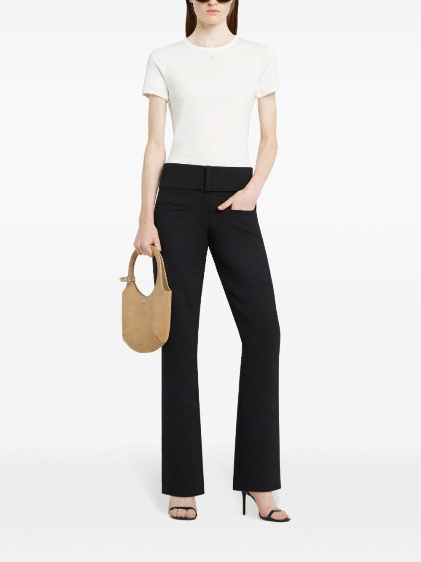 Courrèges White Minimalist Straight Hem Crew Neck Top