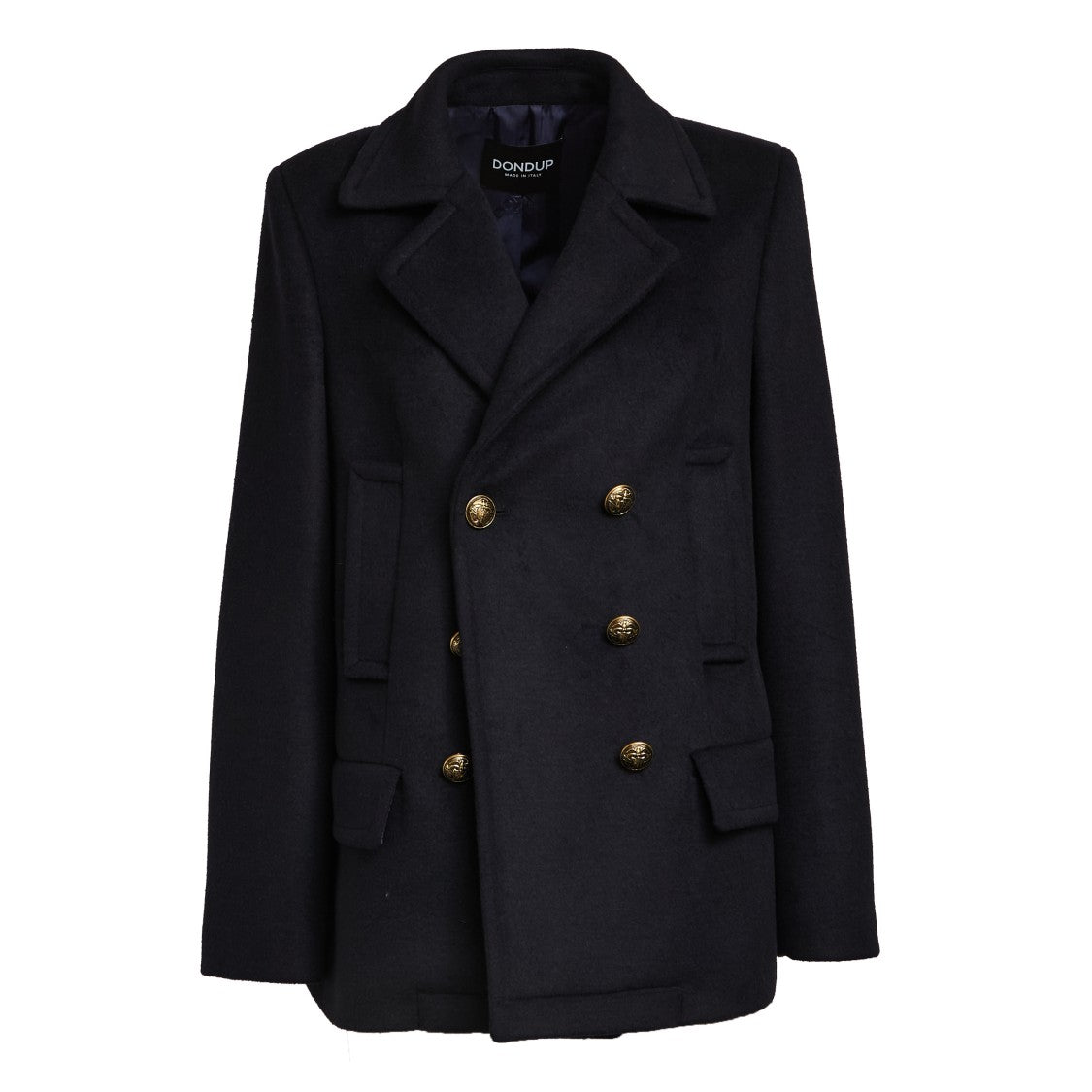 Dondup Double-Breasted Peacoat With Ten-Button Closure And Martingale Detail