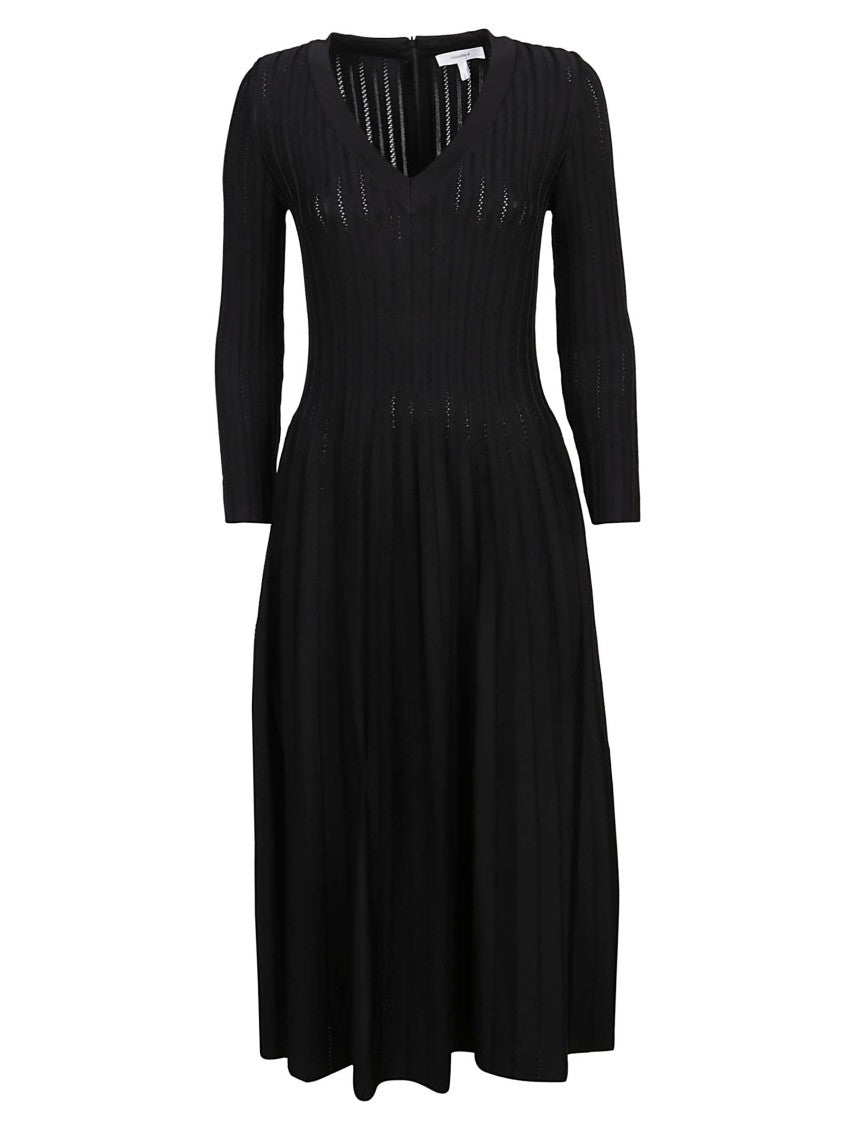 Casasola Pointelle V-Neck Viscose Midi Dress