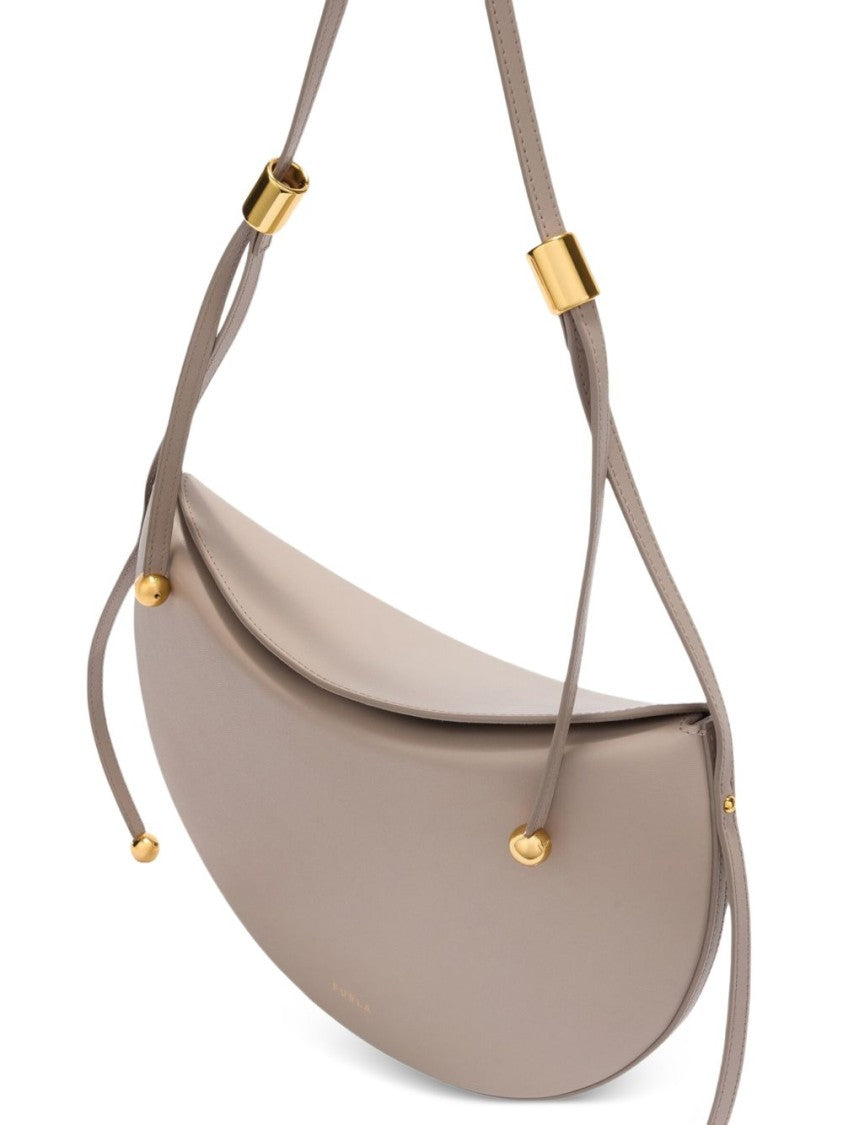 Furla Crescent-Shaped Leather Bag With Adjustable Drawstring