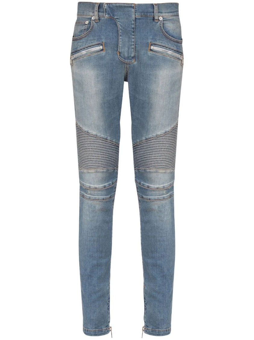 Balmain Indigo Blue Slim Cut Denim Trousers