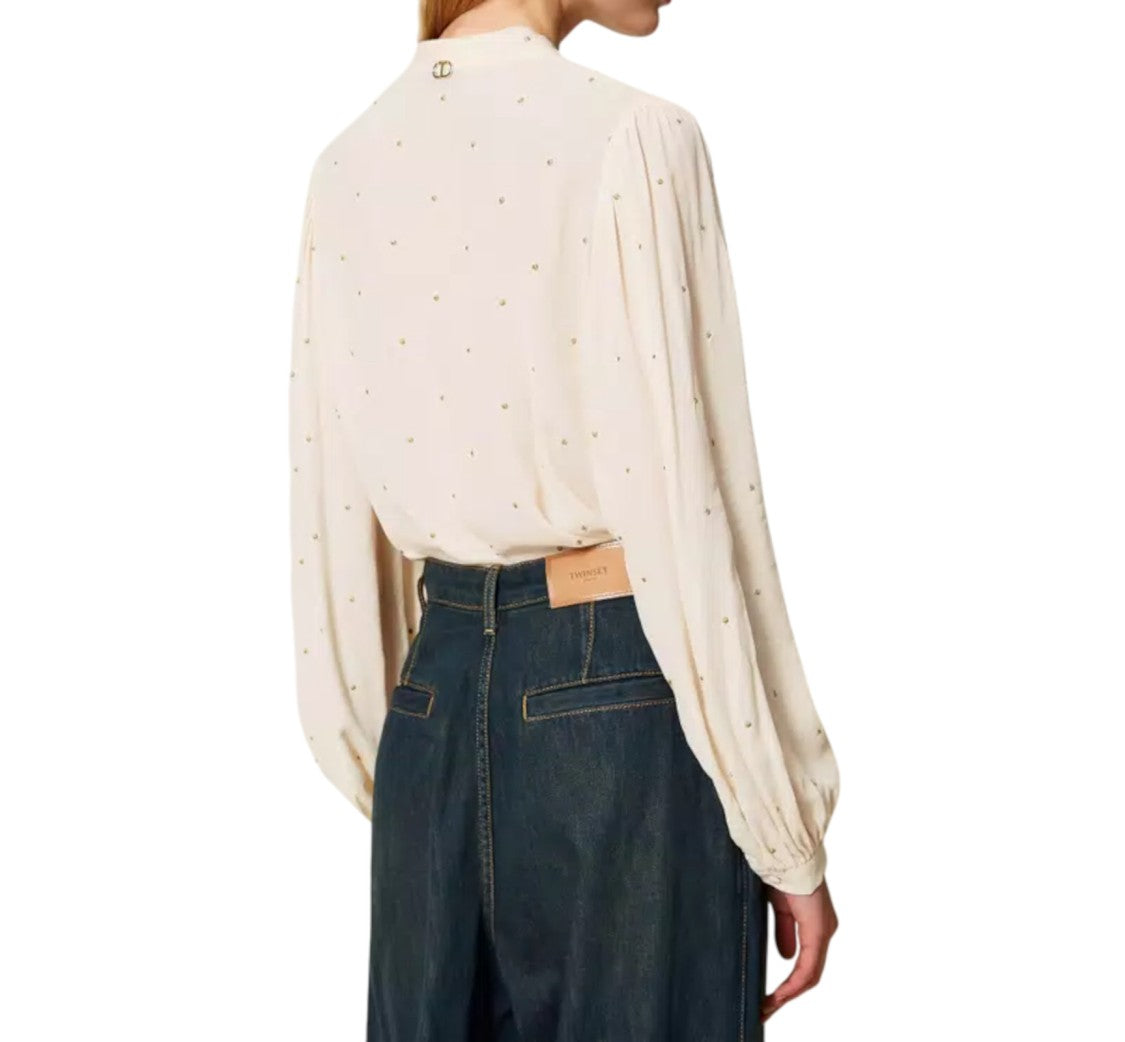 Twin-Set Lurex Polka Dot Embroidered Blouse