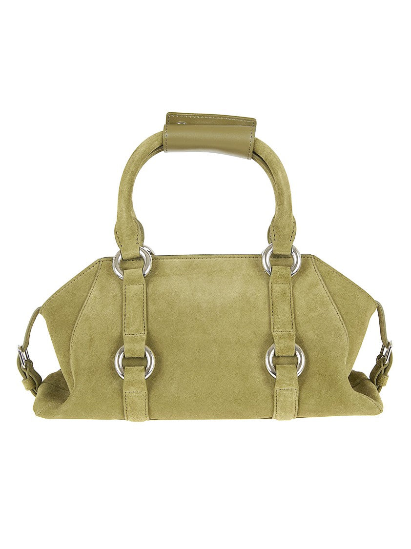 Alexander Mcqueen Elongated Green Suede Farringdon Shoulder Bag