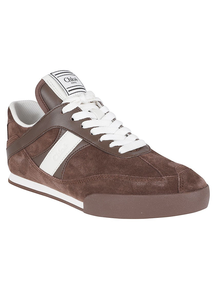 Chloé Low-Top Suede Leather Sneakers With Branded Embellishments
