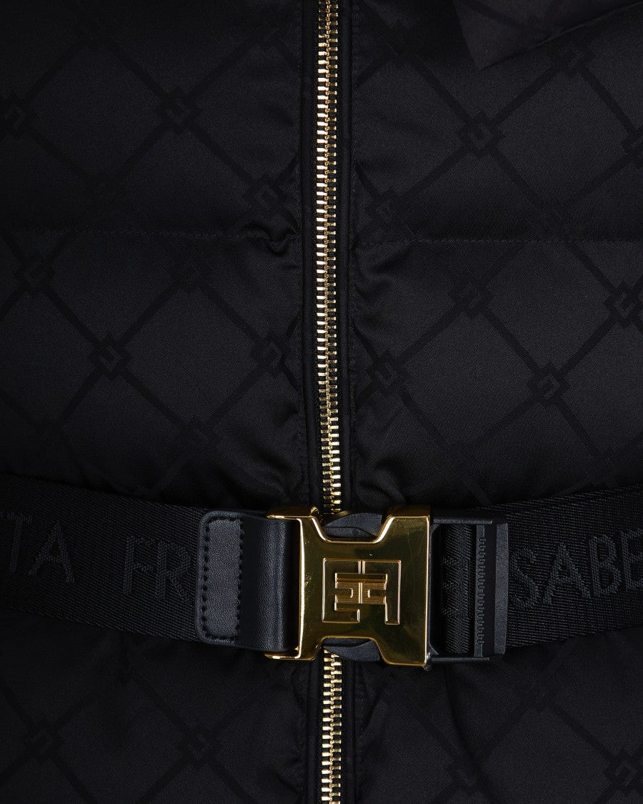 Elisabetta Franchi Black Jacquard Sail Fabric Down Jacket