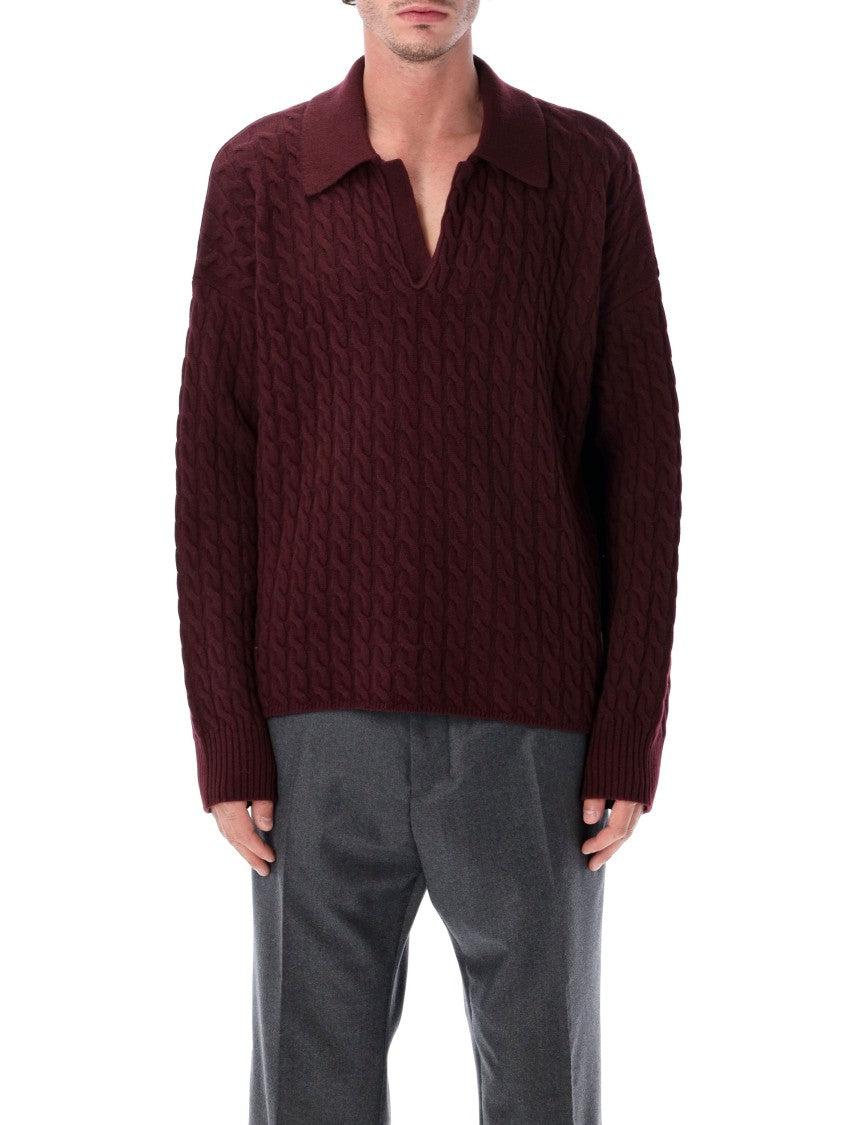 Ami Cable Knit Polo