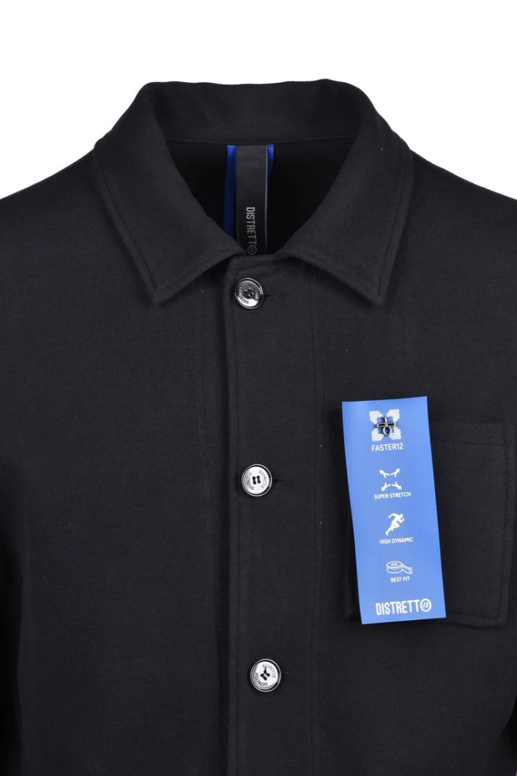 Distretto 12 Classic Black Overcoat With Tailored Design