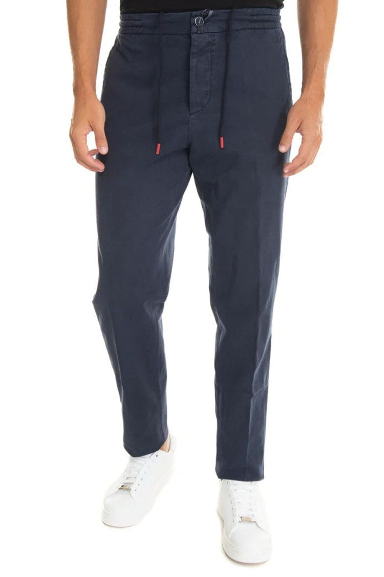 Kiton Relaxed-Fit Blue Trousers With Drawstring Waist