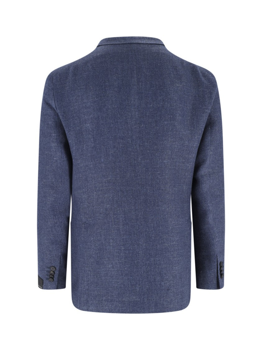 Tagliatore Blue Tailored Textured Notch Lapel Jacket