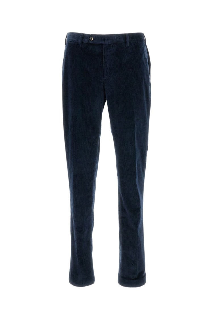 Pt01 Textured Blue Corduroy Pants With Tailored Fit