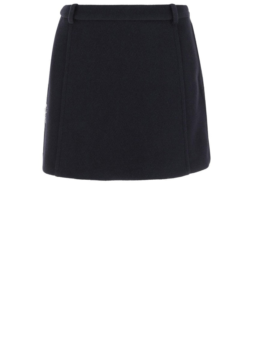 Jil Sander Structured Black Wool Skirt With Belt Loops