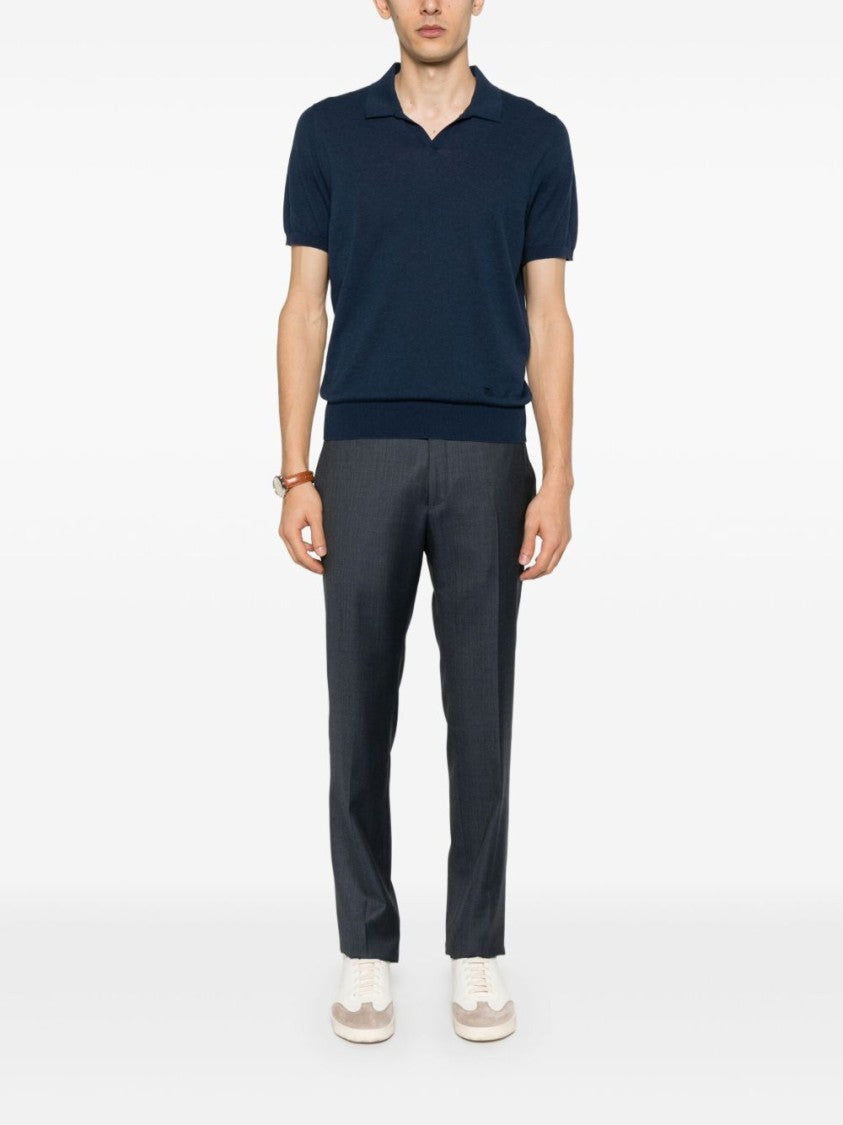 Corneliani Relaxed-Fit Blue Sweater With Classic Polo Collar
