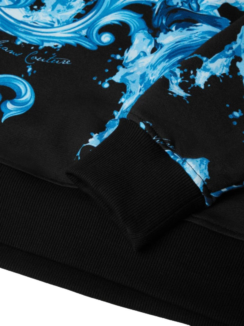 Versace Jeans Couture Black Blue Ornate Print Sweatshirt