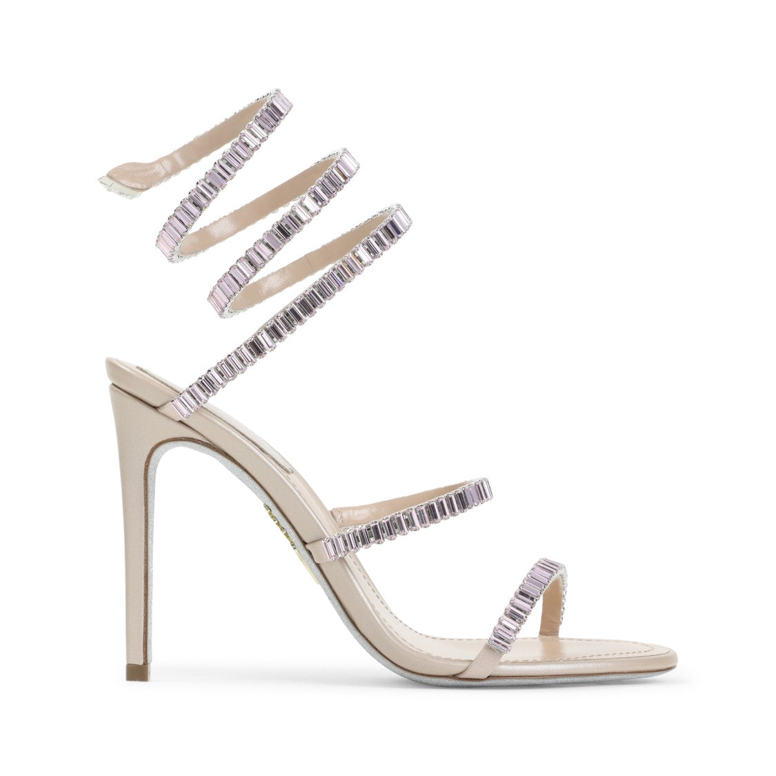 René Caovilla Nude Beige Leather Sandal