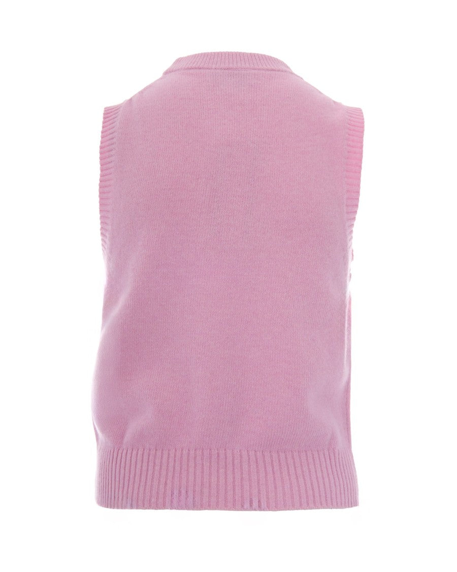 Ganni Cherry Pink Strawberry Printed Wool Vest