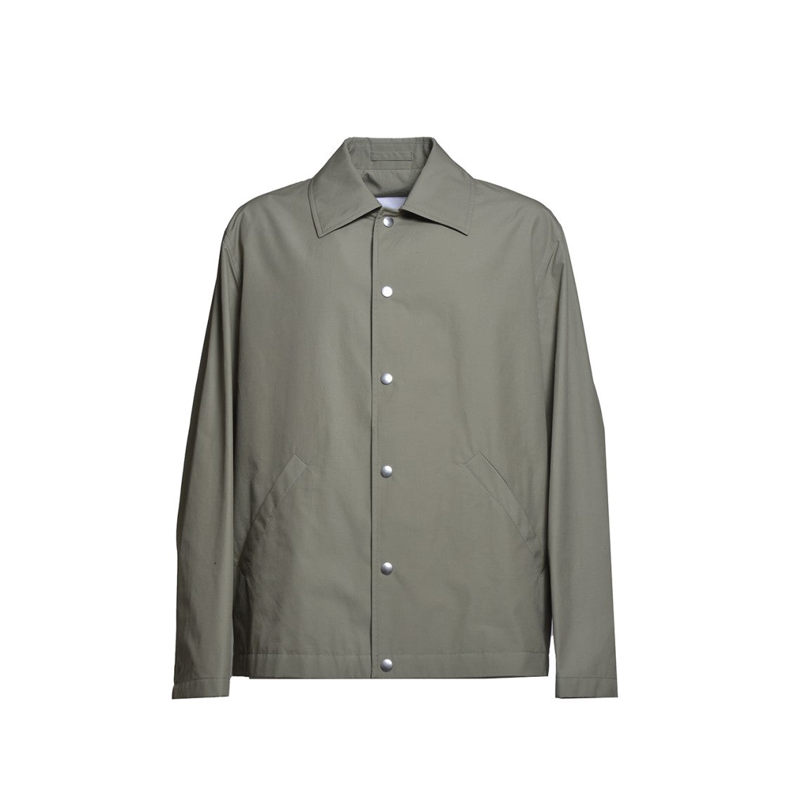 Jil Sander Army Green Cotton Shirt Jacket With Logo