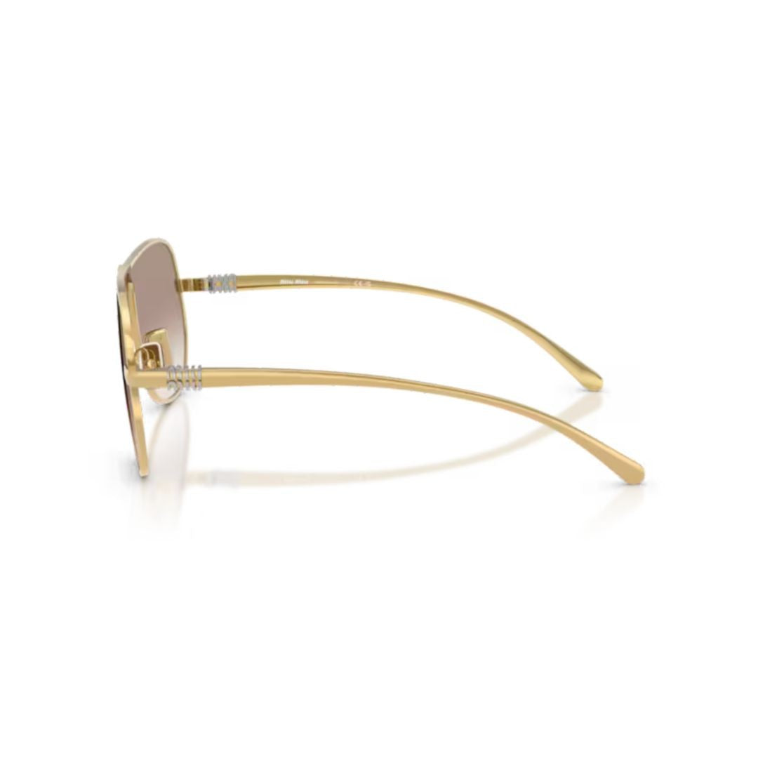 Miu Miu Aviator Sunglasses With Gold Metal Frame And Gradient Lenses