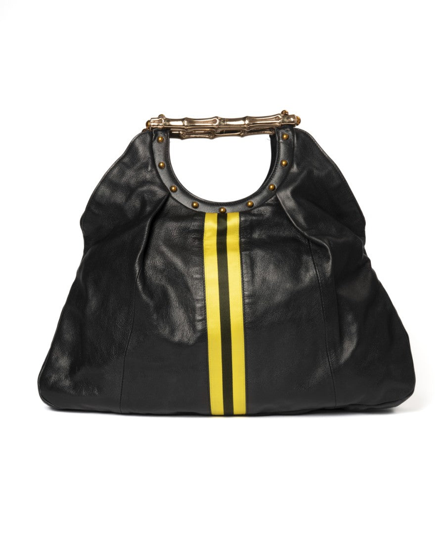 Gucci Tote Bamboo Medium Web Black