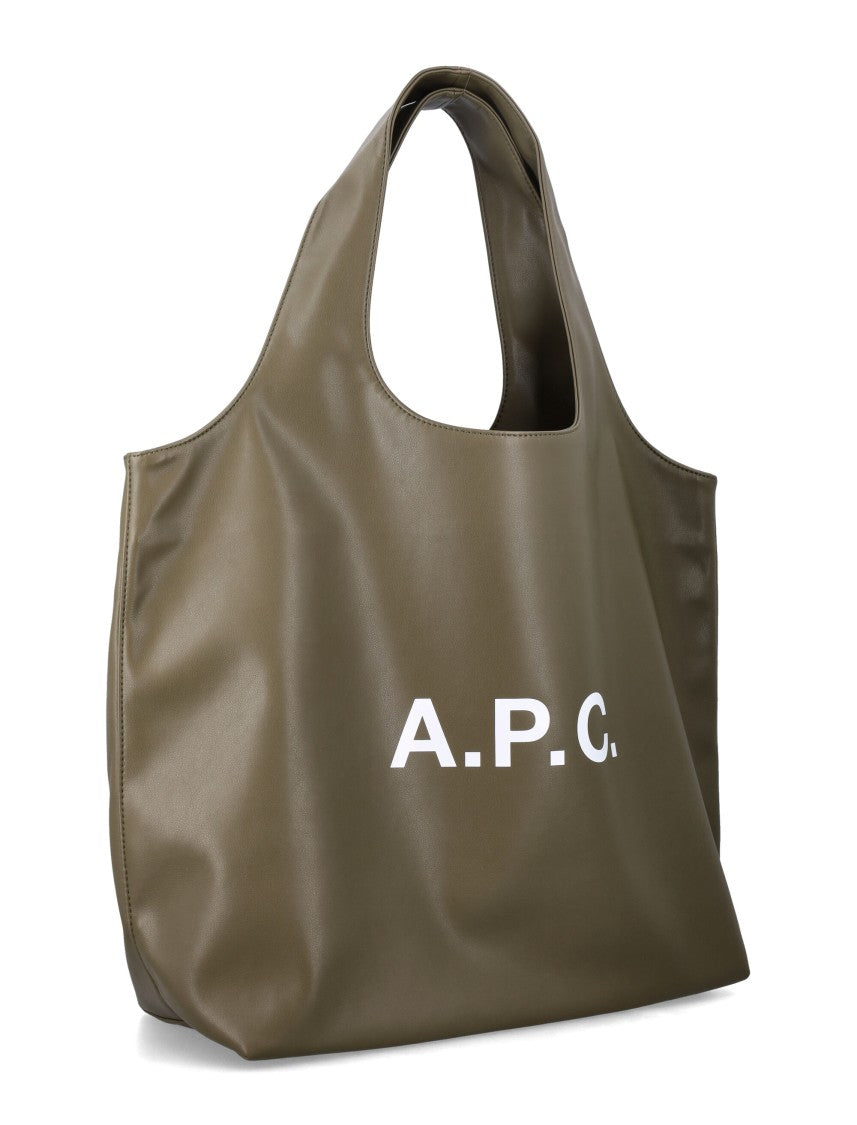A.P.C. Ninon Structured White Logo Shopper