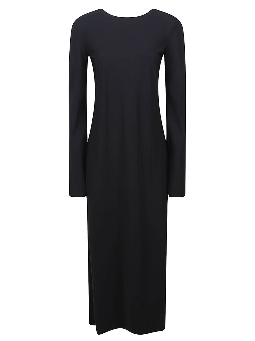 Hamoulet Black Backless Clasp Mid-Calf Dress