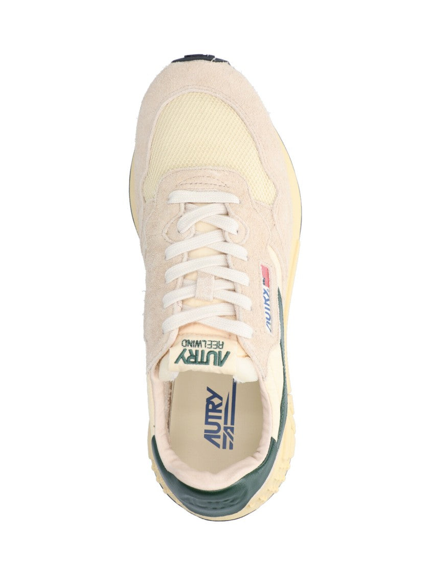 Autry Vintage-Inspired Beige Sneakers With Multi-Color Logo Accents