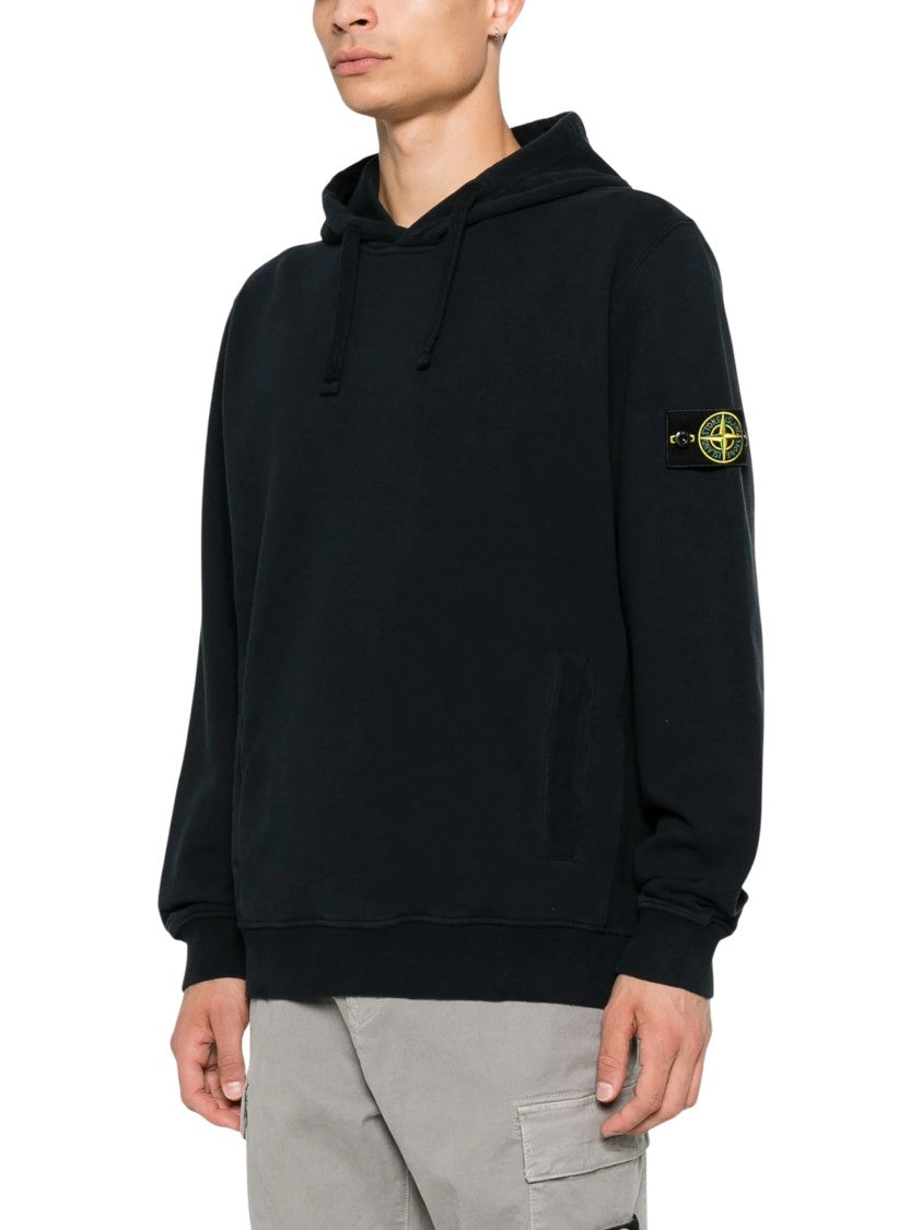 Stone Island Felpa Black Cotton Hoodie