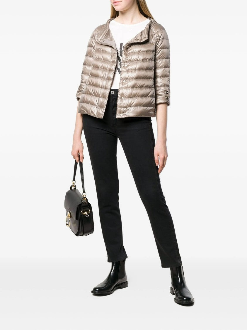Herno Neutral Piumino Quilted Shiny Cropped Jacket