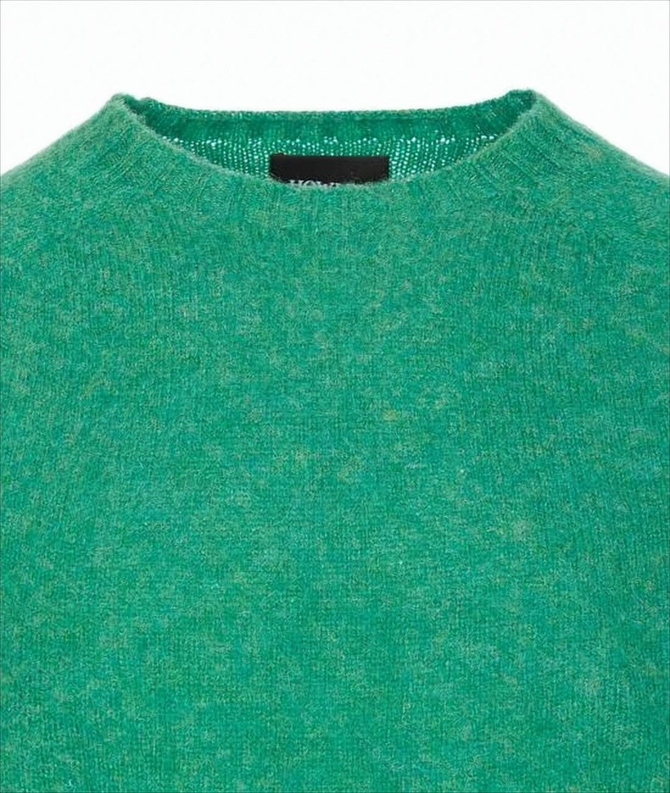 Howlin Vibrant Green Wool Sweater With Classic Crew Neckline