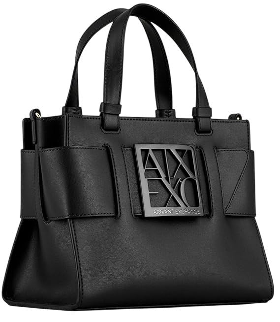 Armani Exchange Structured Black Shoulder Bag With Removable Strap