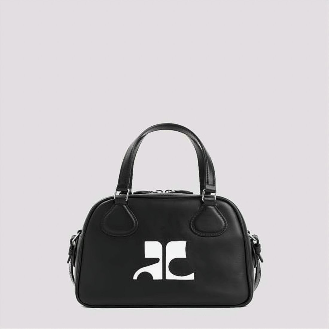 Courrèges Structured Calf Leather Shoulder Bag With Logo Detail