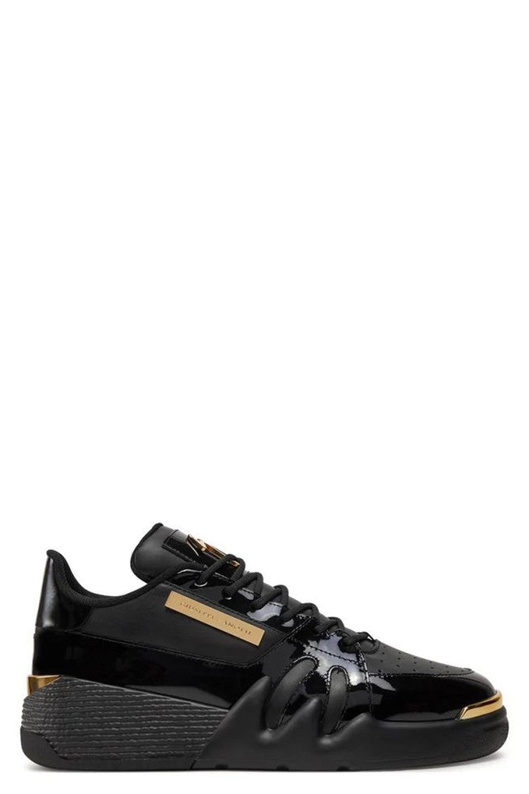 Giuseppe Zanotti Black Leather Gold-Trim Chunky Sneaker