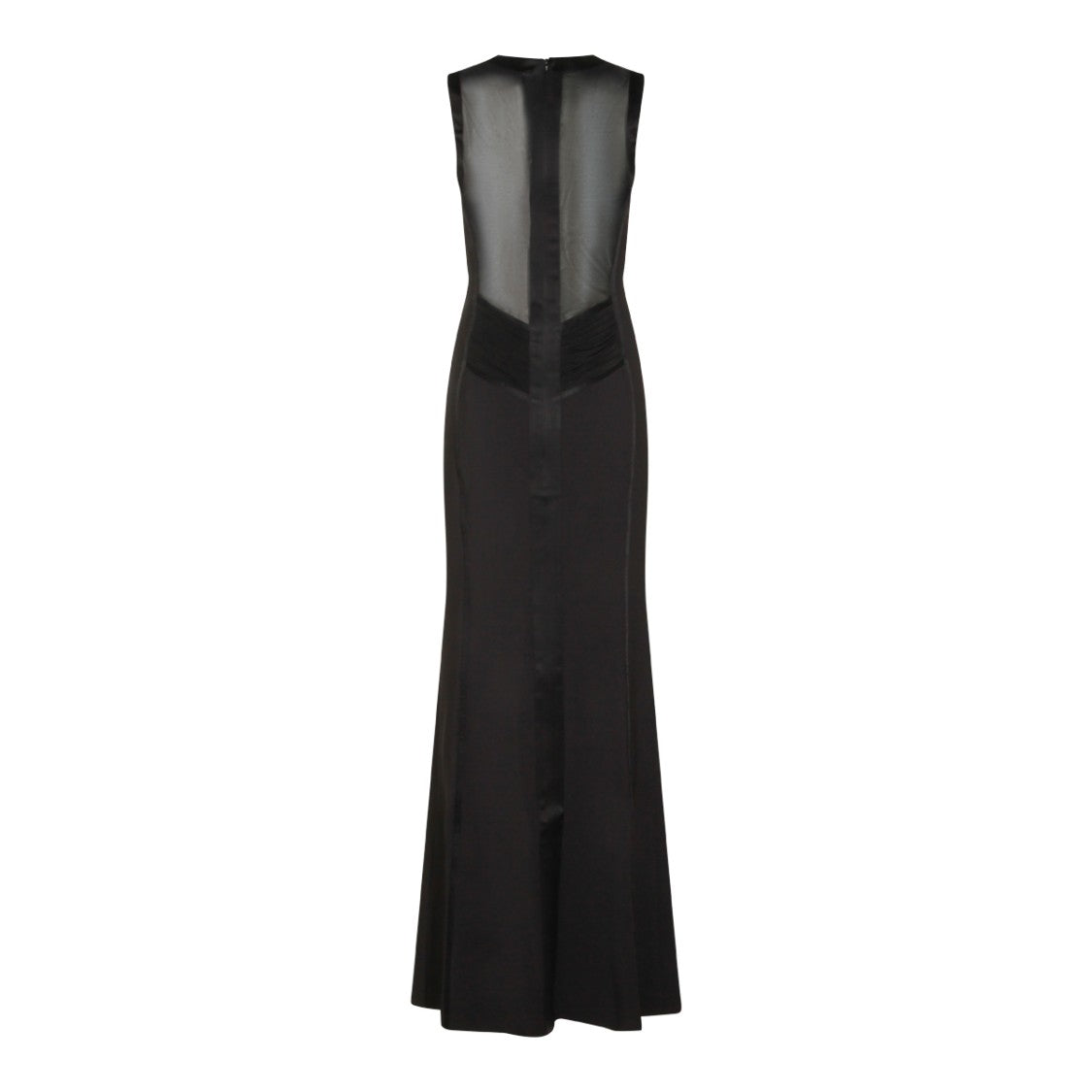 Elisabetta Franchi Long Black Dress With Intricate Lace And Transparent Details
