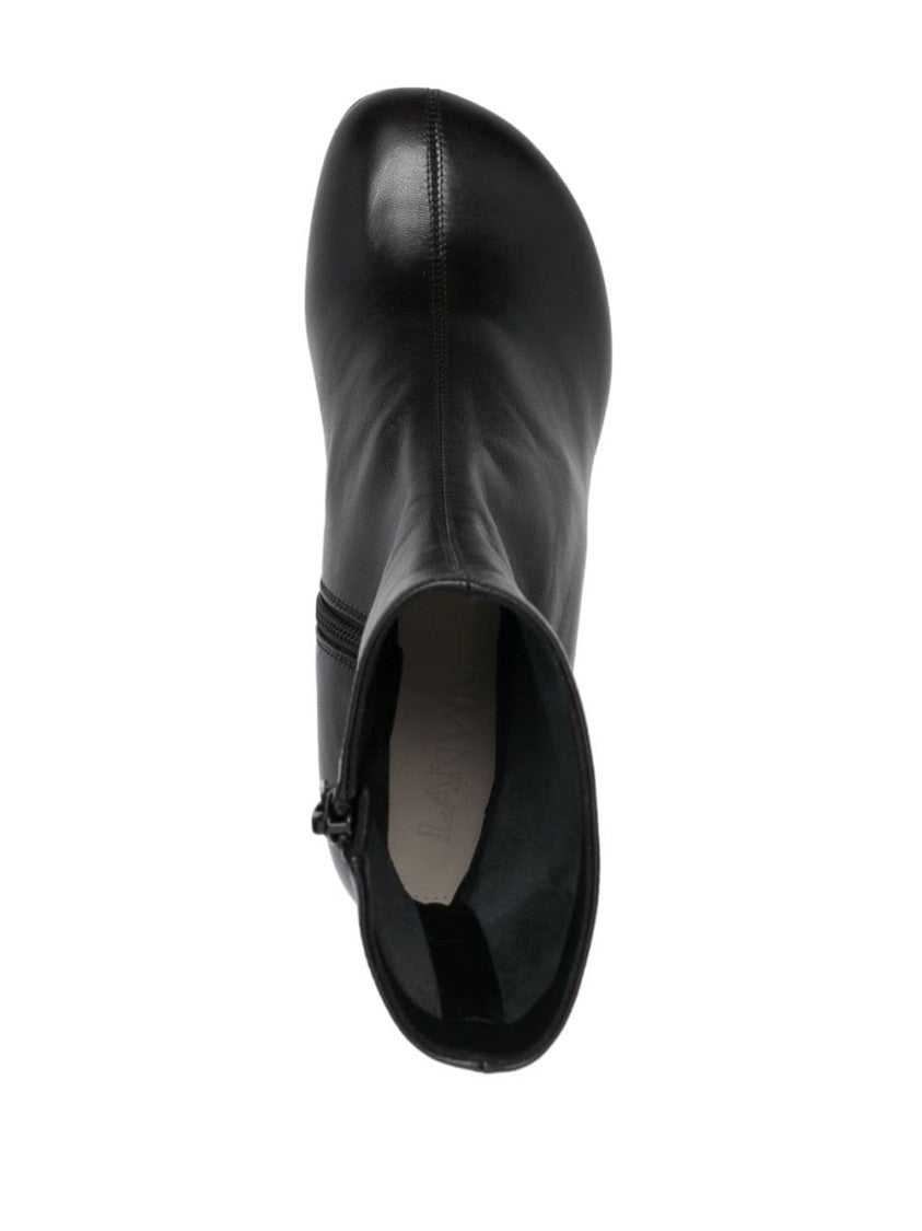 Lanvin 75Mm Black Calf Leather Ankle Boots