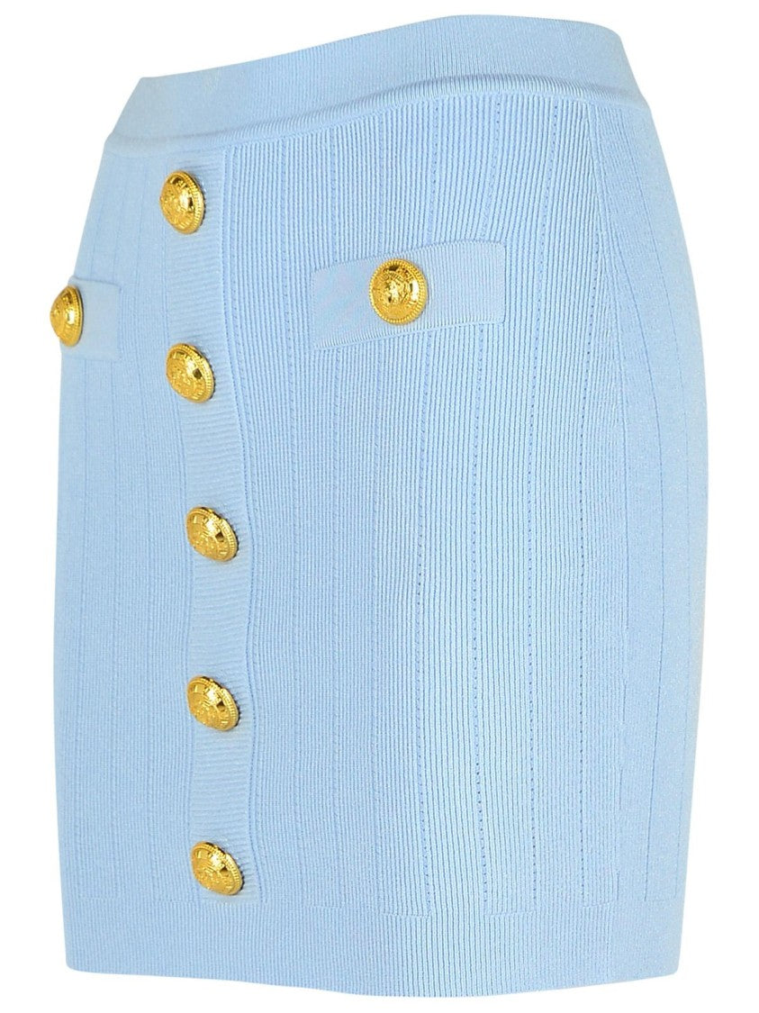 Balmain Light Blue Viscose Blend Miniskirt