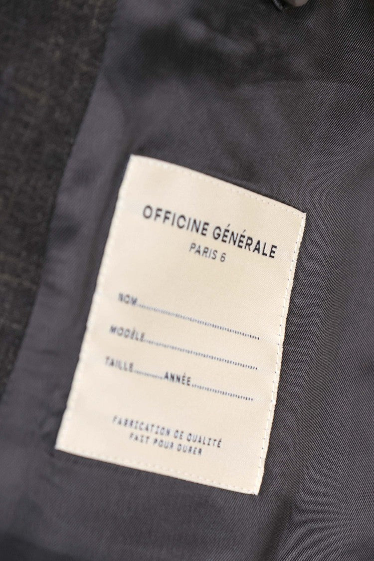 Officine Generale Meryl Wool-Silk-Linen Band Collar Jacket