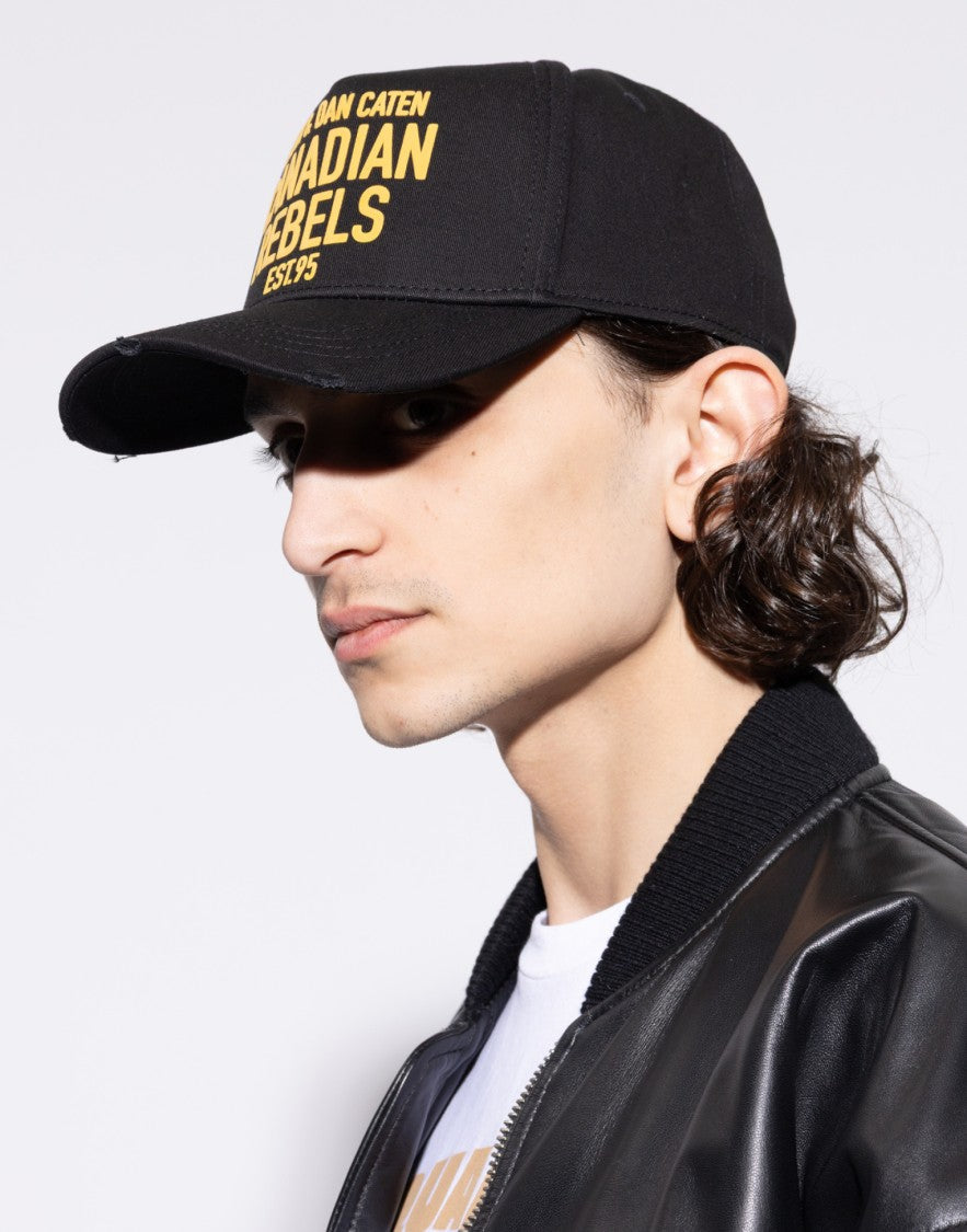 Dsquared2 Black Canadian Rebels Logo Cotton Baseball Cap