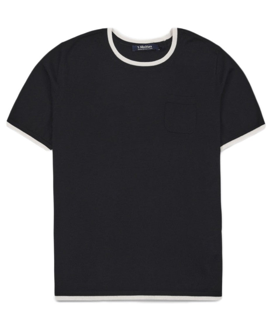 Max Mara Short-Sleeved Wool Sweater With Contrast Trim