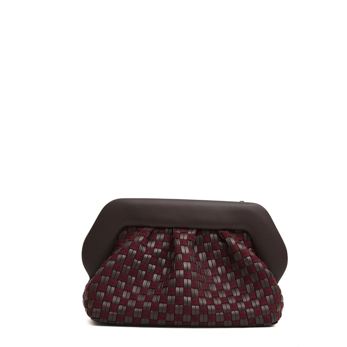 Themoirè Grande Intreccio Woven Clutch In Vegan Leather And Suede