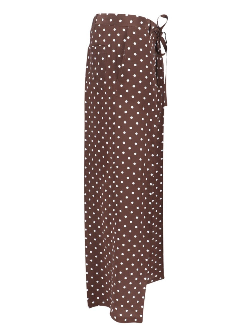 Parosh Polka Dot Silk Pants With Bow Detail
