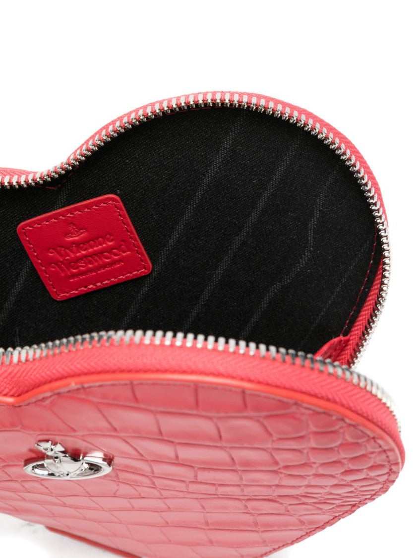 Vivienne Westwood Coral Croc Effect Heart Shaped Bag