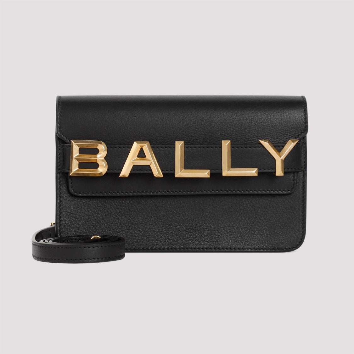 Bally Logo Crossbody Vernice Black Grained Calf Leather Shoulder Bag