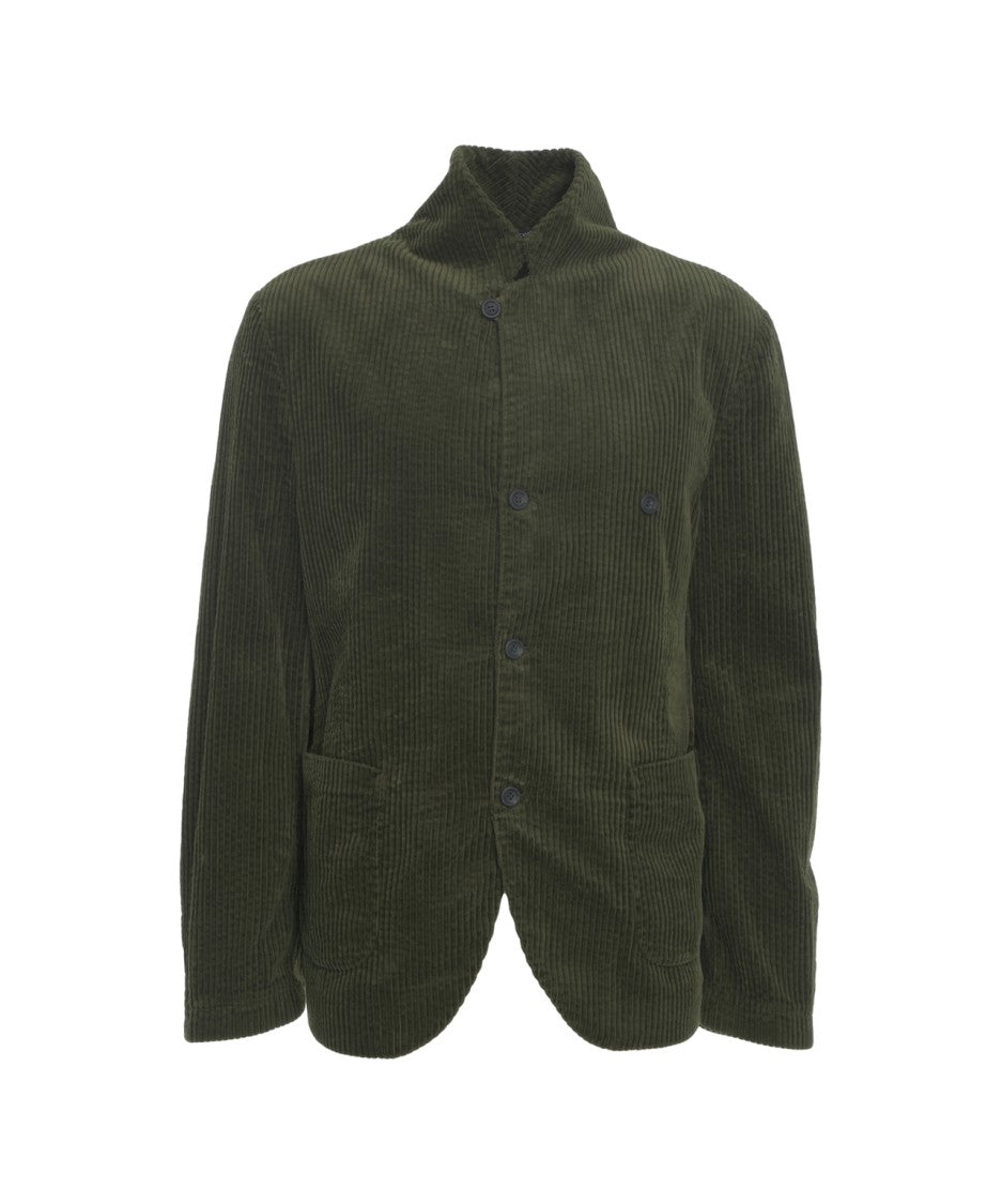 Hannes Roether Corduroy Blazer With High Collar And Rounded Hem