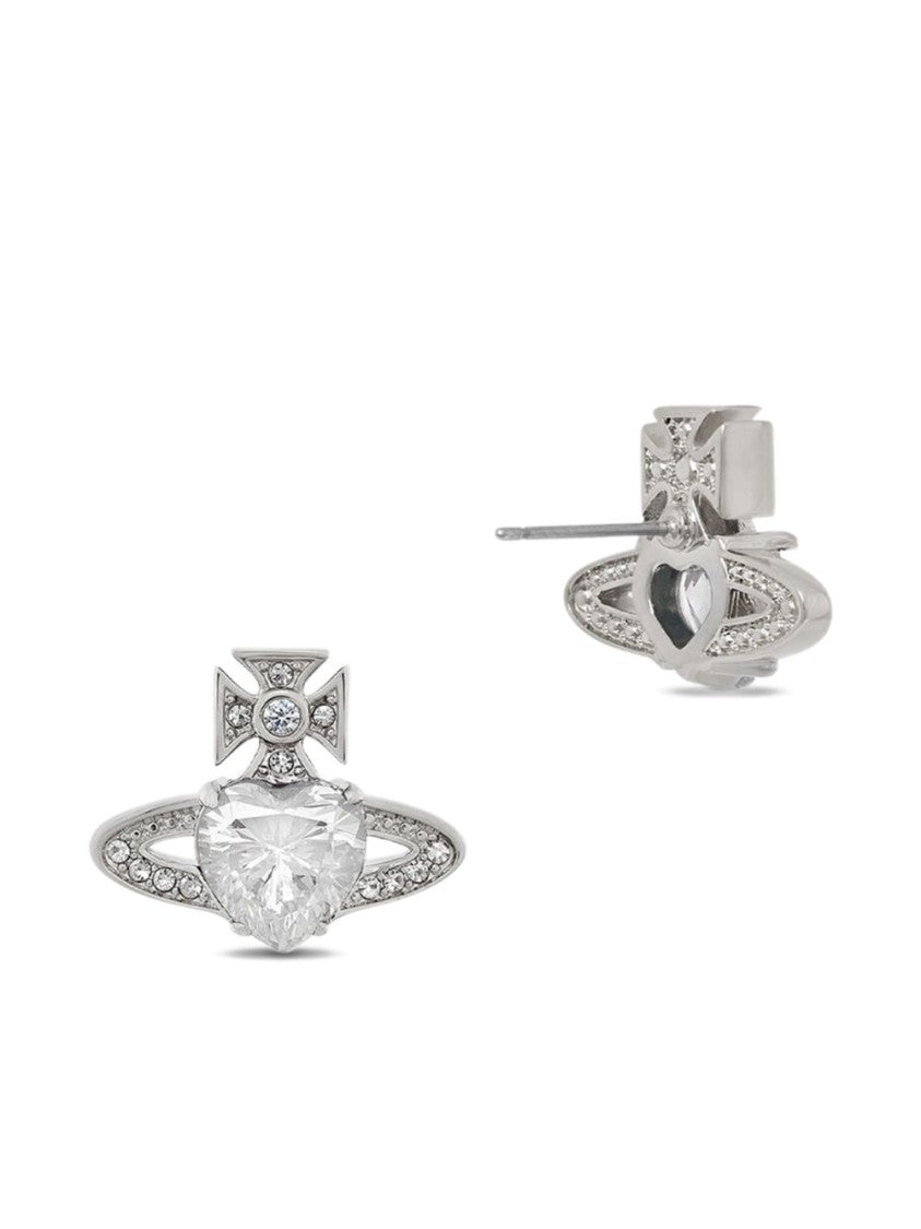 Vivienne Westwood Silver-Tone Stud Earrings With Heart-Shaped Gem