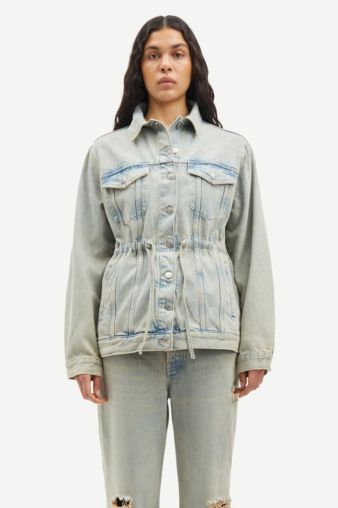 Samsoe Samsoe Loose-Fit Denim Jacket With Waist Drawstring